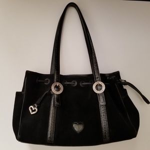 Brighton Black Suede Cinclaire Shoulder Bag Purse